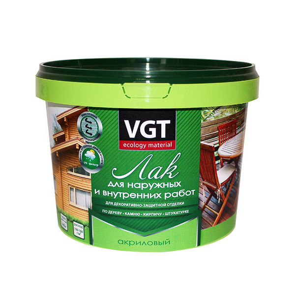 Лак VGT для наружных и внутренних  работ глянцевый  9 кг