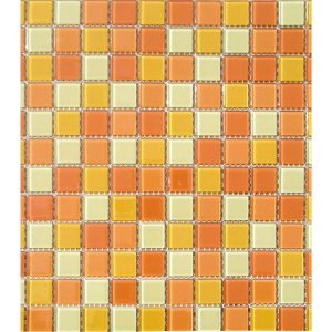 Мозаика стеклянная 327х327х4 мм желто-оранжевый микс на сетке (10 шт=1.07 кв.м)