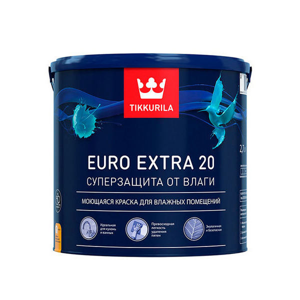 Краска в/д Tikkurila Euro Extra 20 основа А полуматовая 2.7 л