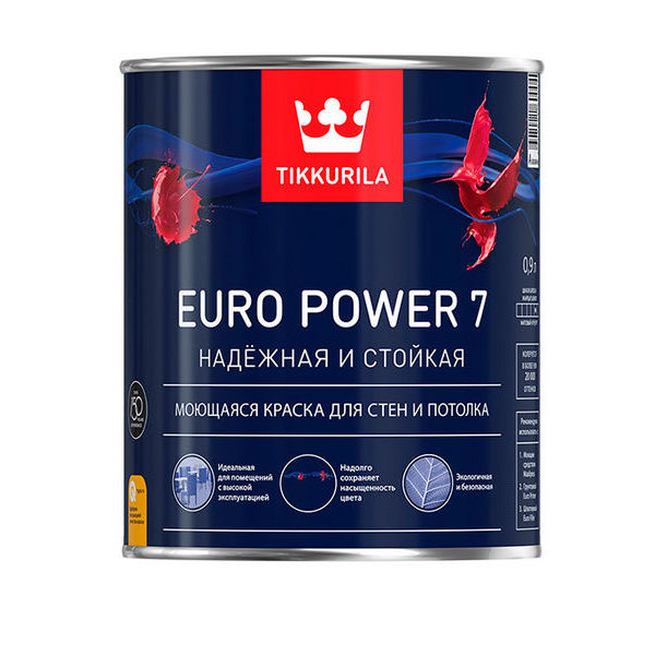 Краска в/д Tikkurila Euro Power 7 латексная основа A матовая 0.9 л