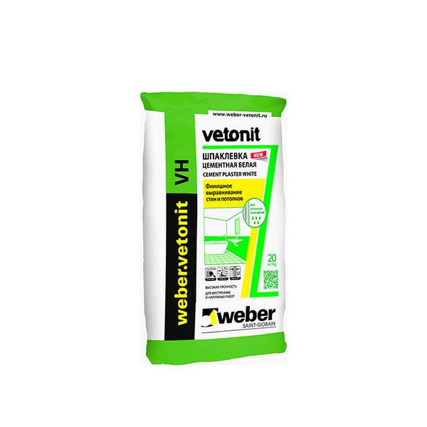 Шпаклевка для влажных помещений weber.vetonit VH белая 20 кг