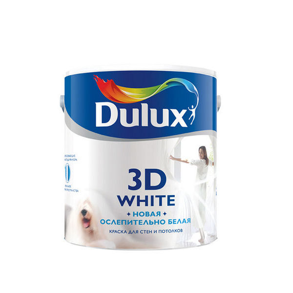 Краска в/д Dulux 3D White основа BW ослепительно белая 2.5 л