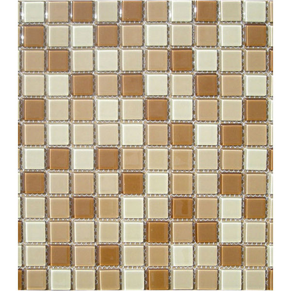 Мозаика стеклянная 327х327х4 мм бежево-коричневый микс на сетке (10 шт=1.07 кв.м)